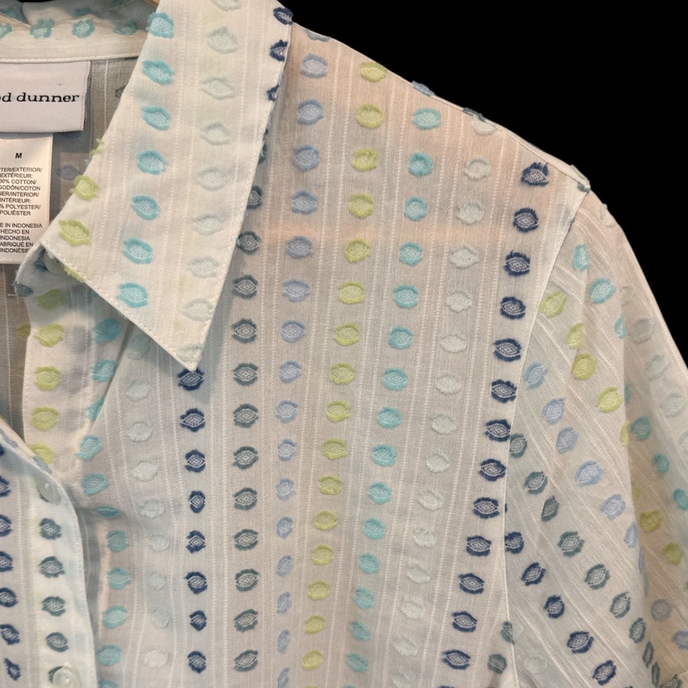 NWT Alfred Dunner Short Sleeve Button Up Shirt Polka Dot Sz M Grandmacore Breezy - Picture 4 of 7